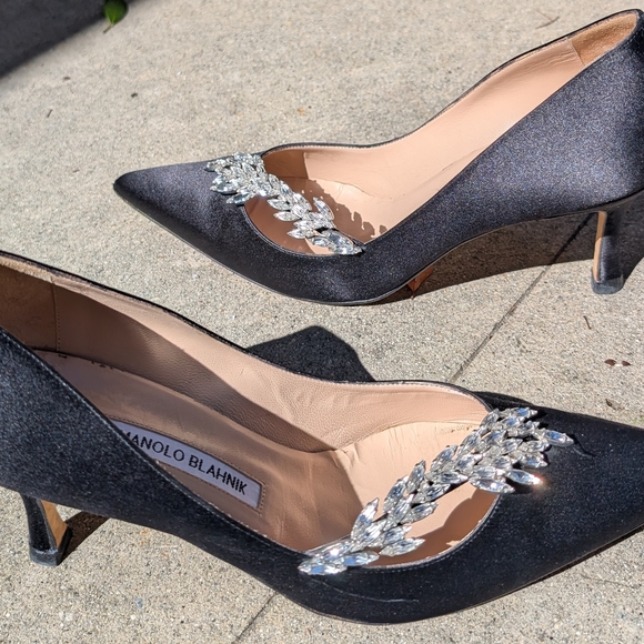 Manolo Blahnik Black Heels with Crystal Accents - Picture 12 of 12